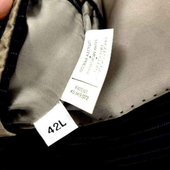 Hart Schaffner Marx‎ Wool 3 Button Suit Jacket 42L Blue W/ Blue Striped - Picture 9 of 12